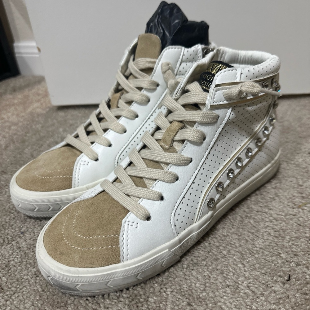 Vintage Havana High-Top Sneakers with Studded Detail Size 6.5 New with box